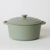 George Collective - Cast Iron Round Casserole 28cm - Matte Sage/Silver Lid